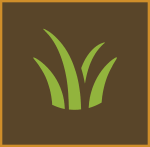 green grass icon on a brown background