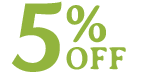 Green numbers 5% off indicating a special offer for lawn care company